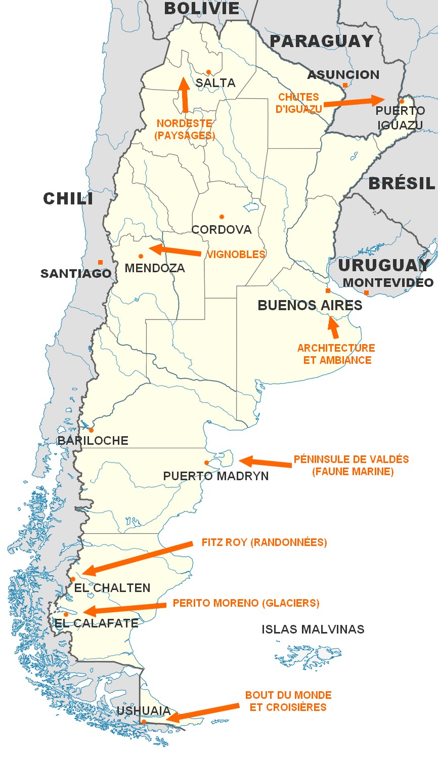 Carte touristique Argentine